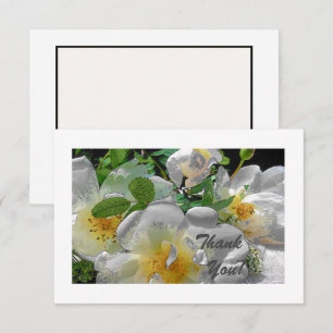 White Flowers Flat Thank You Card