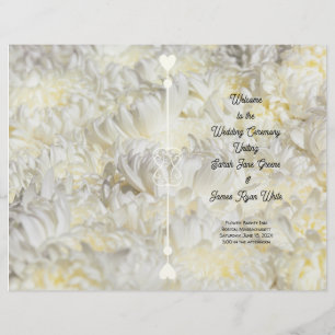White Flowers Folded Wedding Program template