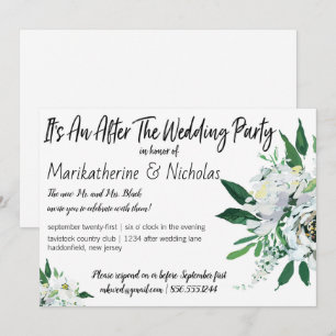 White Flowers For All Seasons After Wedding Party Invitation