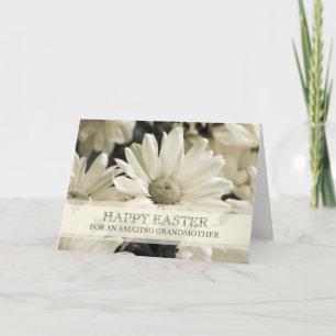 White Flowers Granddaughter Happy Easter Holiday Card
