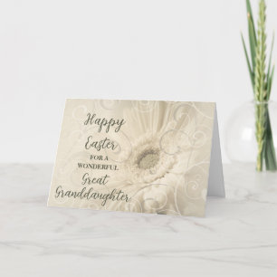 White Flowers Great Granddaughter Happy Easter Holiday Card