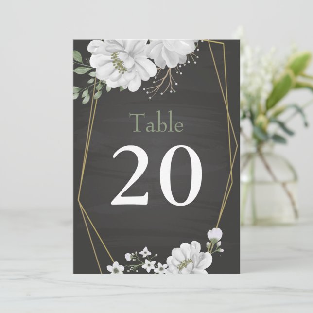 white flowers greenery black table number (Standing Front)