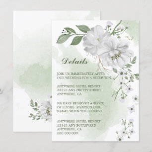 white flowers greenery details enclosure card