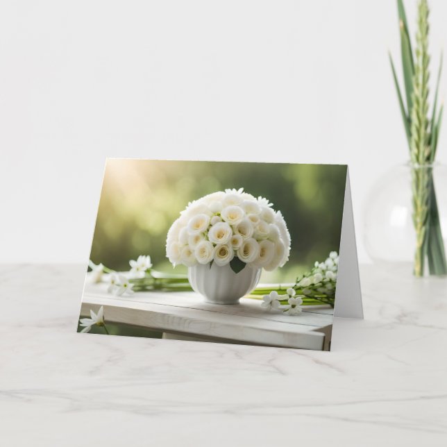 White Flowers Greeting Card (Front)