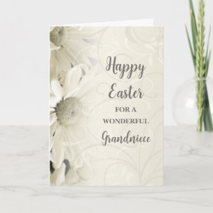 White Flowers Happy Easter Grandniece Holiday Card