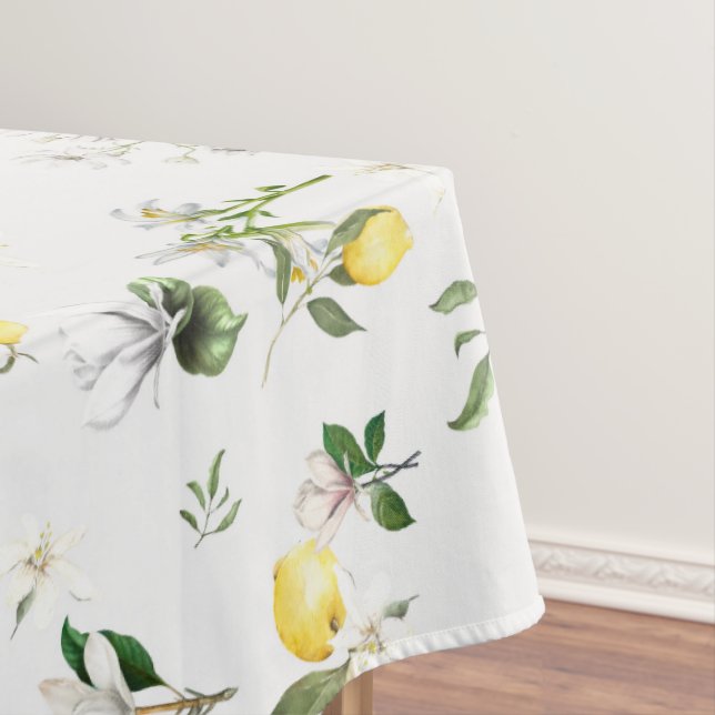 White flowers,Mediterranean,lemon    Tablecloth (In Situ)