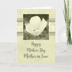 White Flowers Mother in Law Happy Mother's Day Card