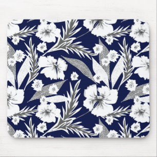 White flowers mouse mat