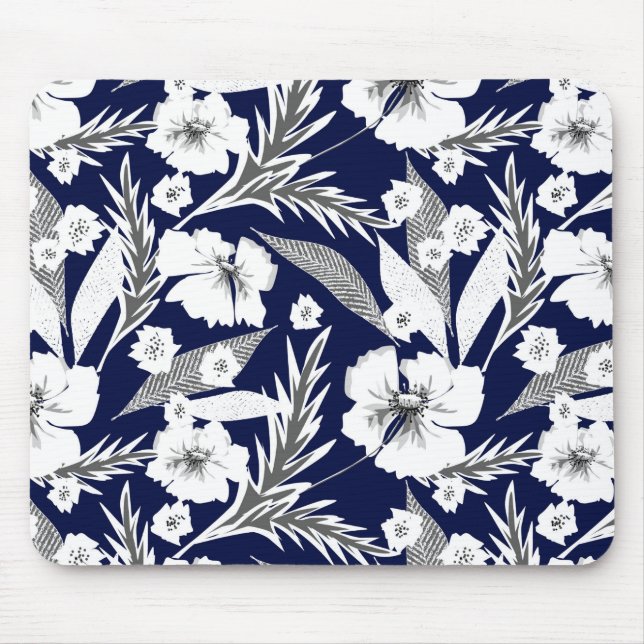 White flowers mouse mat (Front)
