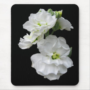 White Flowers Mouse Mat