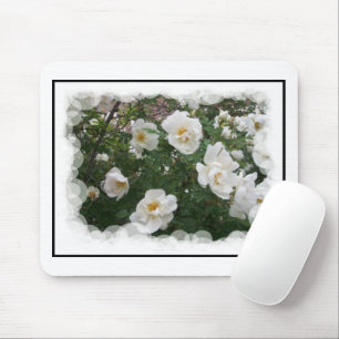 White Flowers Mouse Pad