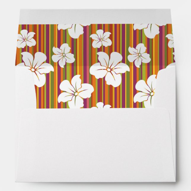 White flowers on a striped background envelopes (Back (Bottom))