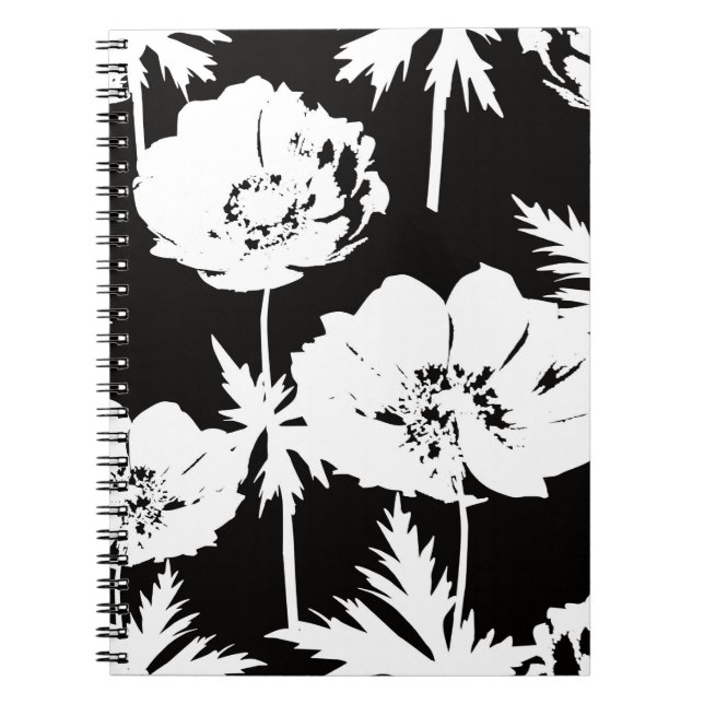 White flowers on black. notebook (Front)
