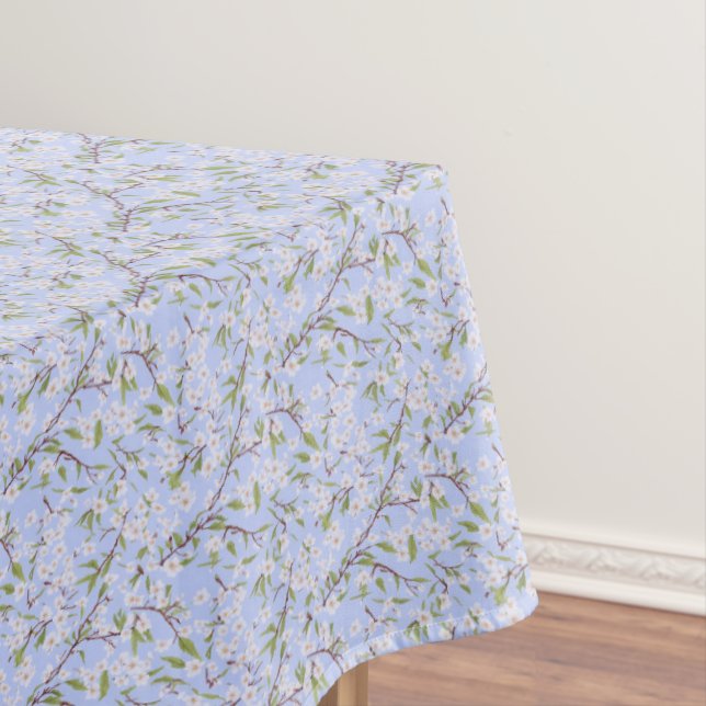 White Flowers on Blue Tablecloth (In Situ)