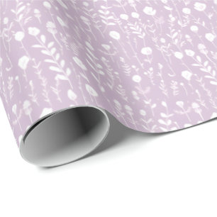 White Flowers on Lavender Wrapping Paper