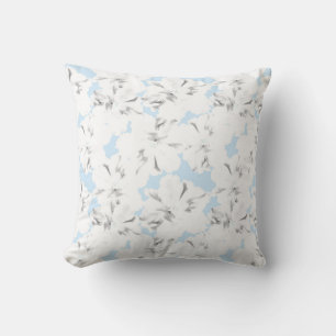 White flowers on light blue. cushion