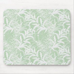 White flowers on light green. mouse mat