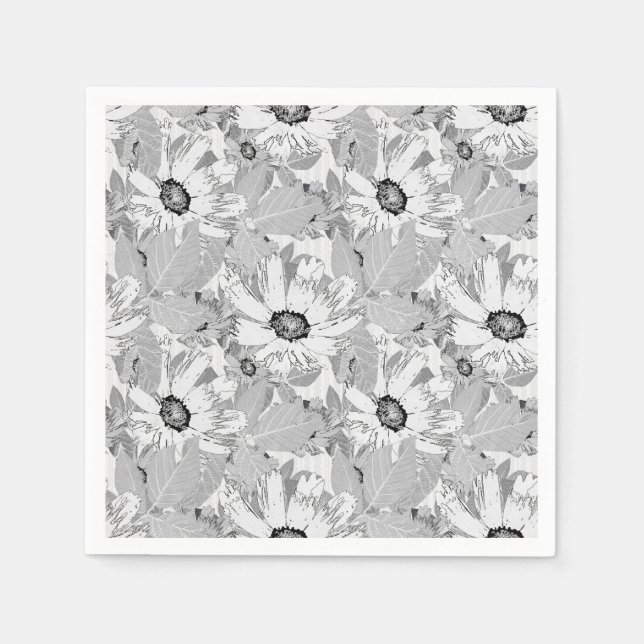 White flowers on light grey. napkin (Front)
