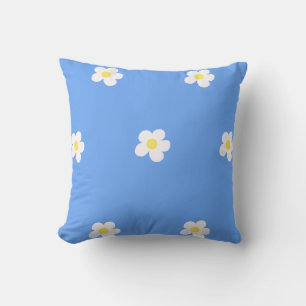 White Flowers on Lilac Background Cushion