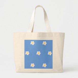 White Flowers on Lilac Background Large Tote Bag