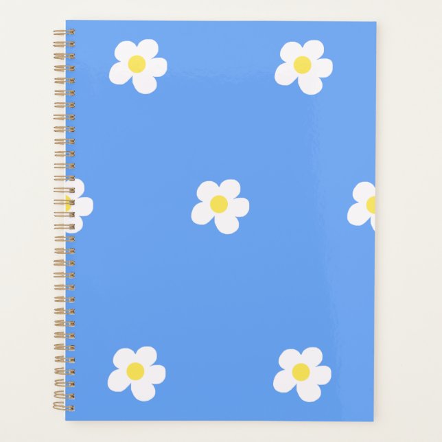 White Flowers on Lilac Background Planner (Front)