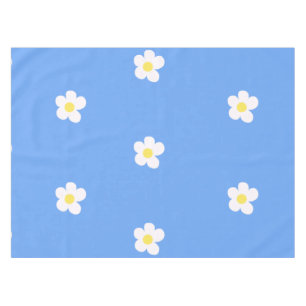 White Flowers on Lilac Tablecloth