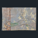 White Flowers on Newsprint Background Tea Towel<br><div class="desc">The newsprint background and deeply coloured background almost hide the white flowers that are the focus of this painting by Jennifer Goldberger. A very unique and engaging print,  it could make a nice gift for someone who loves avant-garde art!</div>