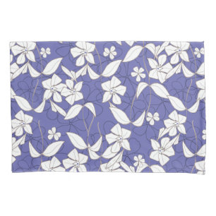 White Flowers on Periwinkle Pillowcase