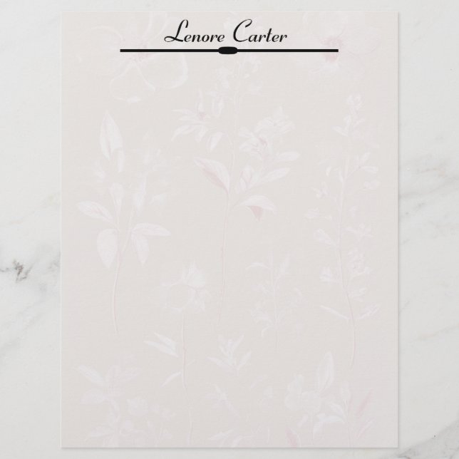 White Flowers on Taupe Personalised Custom Letterhead (Front)