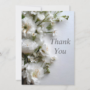 White Flowers on Textured Paper Thank You Card