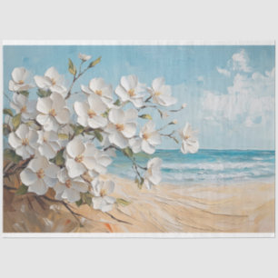 White Flowers on the Beach Oil Painting Tissue Paper