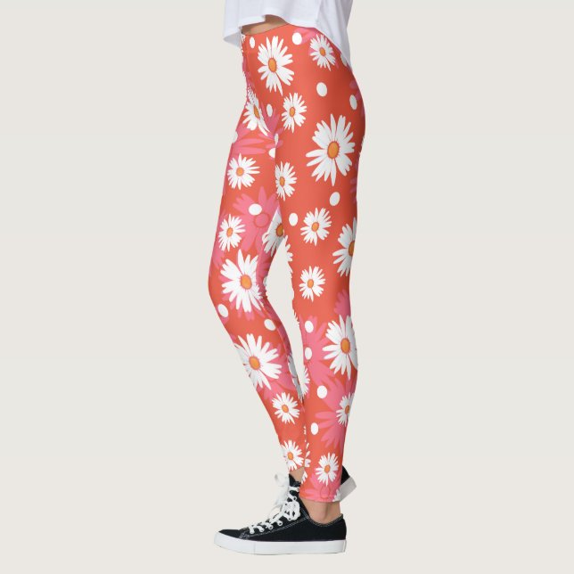 White flowers - orange field leggings (Left)