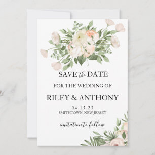White Flowers Pampas Grass Greenery Succulent  Save The Date
