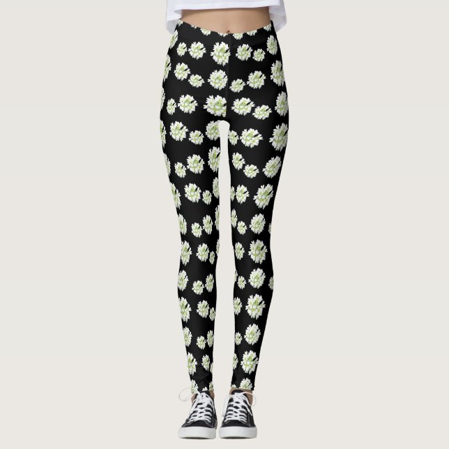 White Flowers Pattern Cust. Legging (Front)