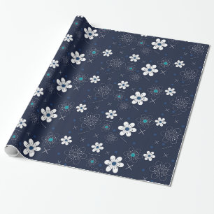 White Flowers Pattern Wrapping Paper