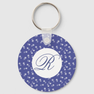 white flowers personalized key ring