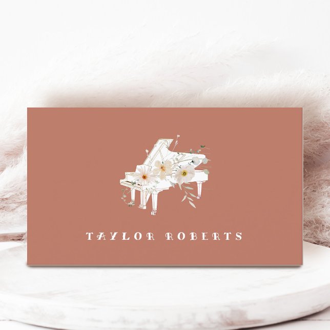 white flowers piano business card (Creator Uploaded)