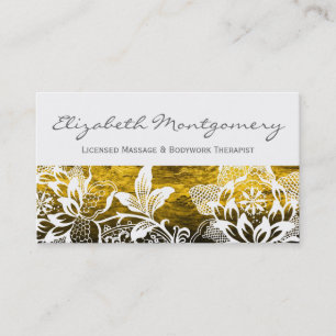 White Flowers Professional Massage Business Card