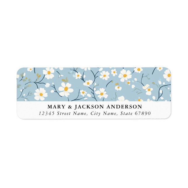 White Flowers Return Address Labels (Front)