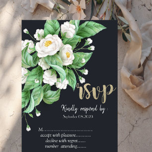 White Flowers RSVP Invitation