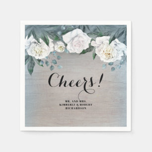 White Flowers Rustic Country Napkin