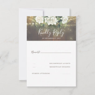 White Flowers Rustic Country Wedding RSVP