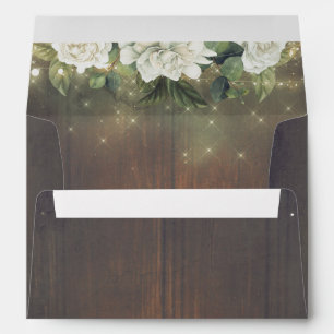 White Flowers Rustic Wood Elegant Country Envelope