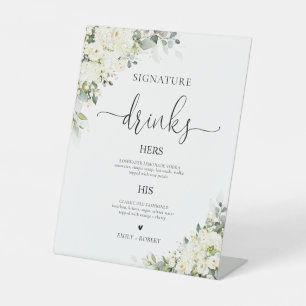 White Flowers Signature Drinks Sign