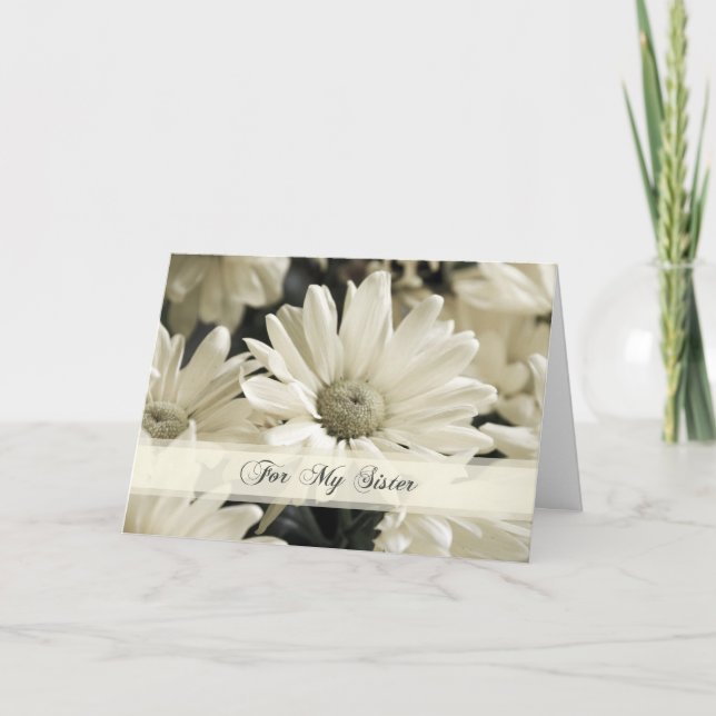 White Flowers Sister Bridesmaid Invitation Card (Front)