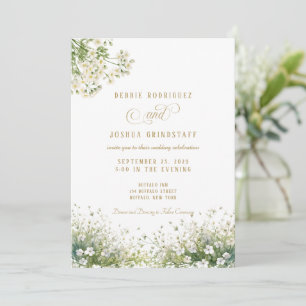 White Flowers Spring Wedding Invitation 