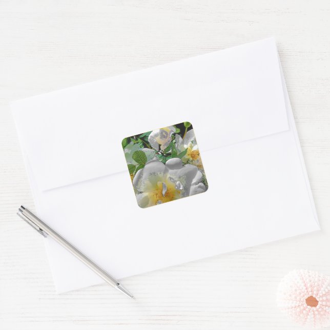 White Flowers Stickers (Envelope)