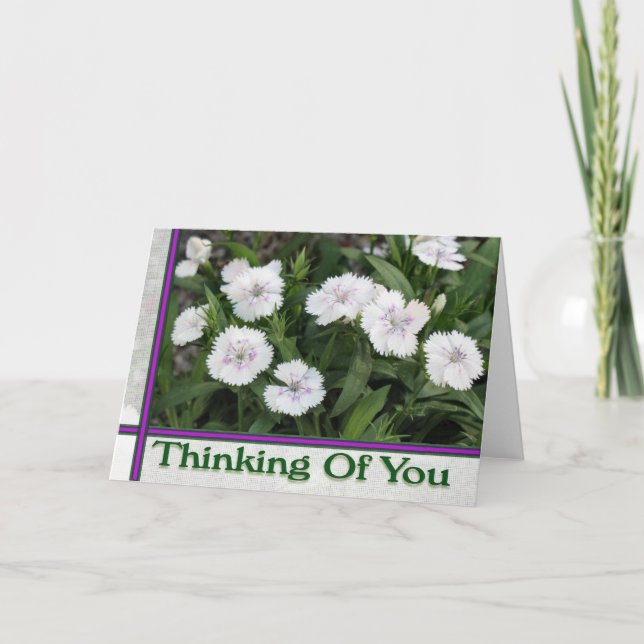 white flowers thinking of you card (Front)