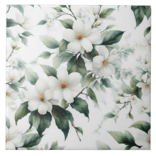 White flowers tile