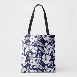 White flowers tote bag
